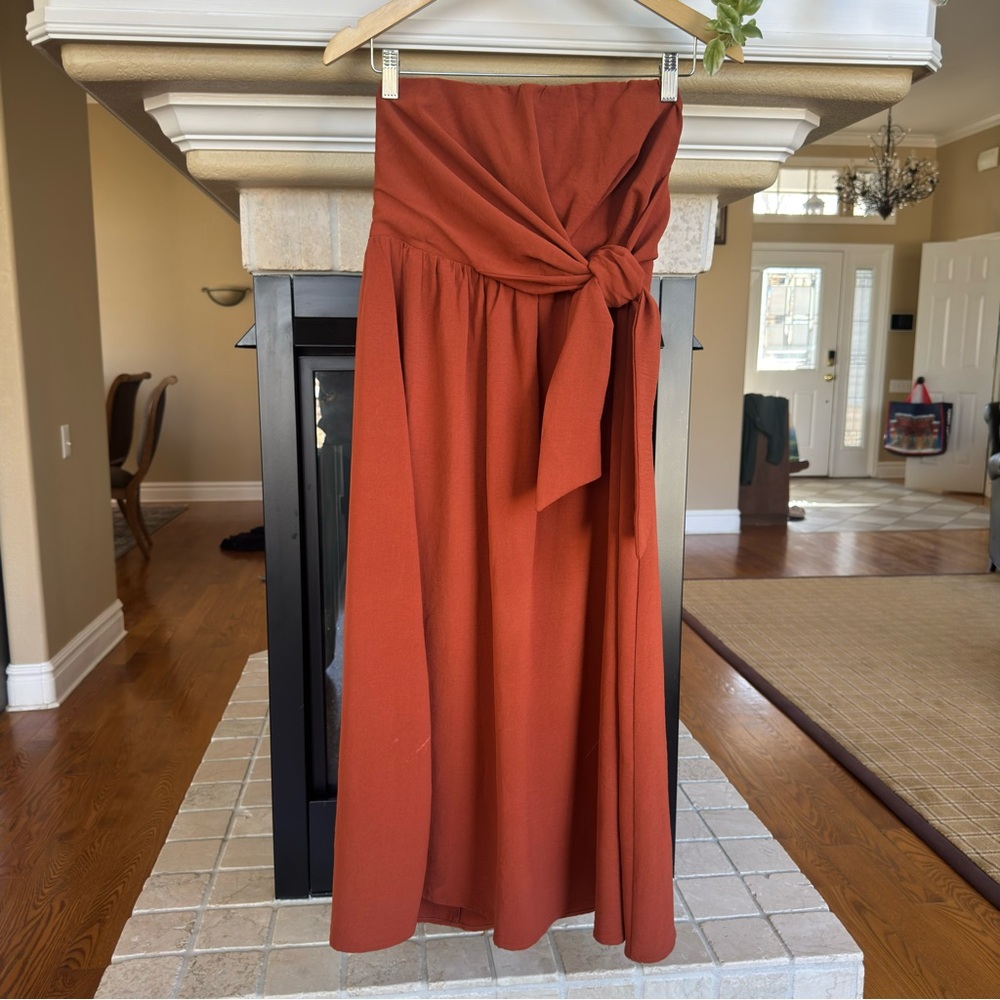 Entro Midi Strapless Front Wrap‎ semi Formal Dress Size Small Fall